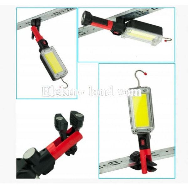 Фонарь аккумуляторный Worklight ZJ-8859 COB с магнитом и крючком для подвешивания черный